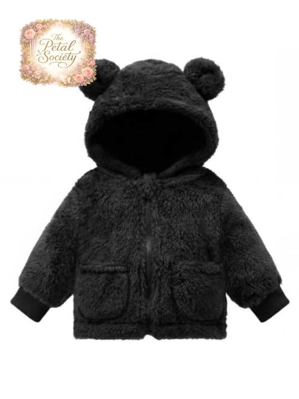 Baby Toddler Fleece Bear Hooded Zip Jacket Coral Winter Coat 0-3Y